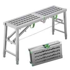 Height Adjustable Folding Non-slip Work Platform Bench Step Scaffolding Ladder
