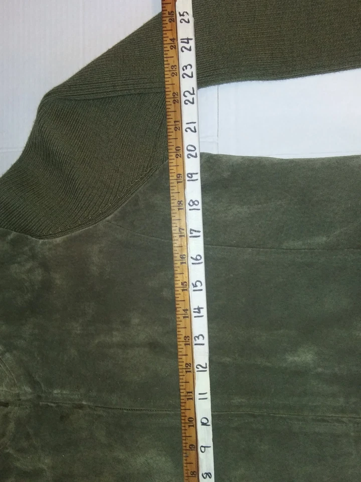 Pendleton Mujer Grande Cuero Lana Merino Suéter Chaqueta Verde Cremallera Completa Foto 3 de 4