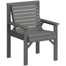 Outsunny Wood Garden Chair Outdoor Dining Chair with Curved Seat, Grey