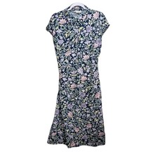 Lucky Brand Maxi Dress Sz L Blue Floral Boho Festival Cottagecore Prairie Pocket