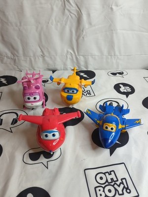 Super Wings Lot 4 Transforming Helicopter Dizzy Donnie Jett Jerome Figures