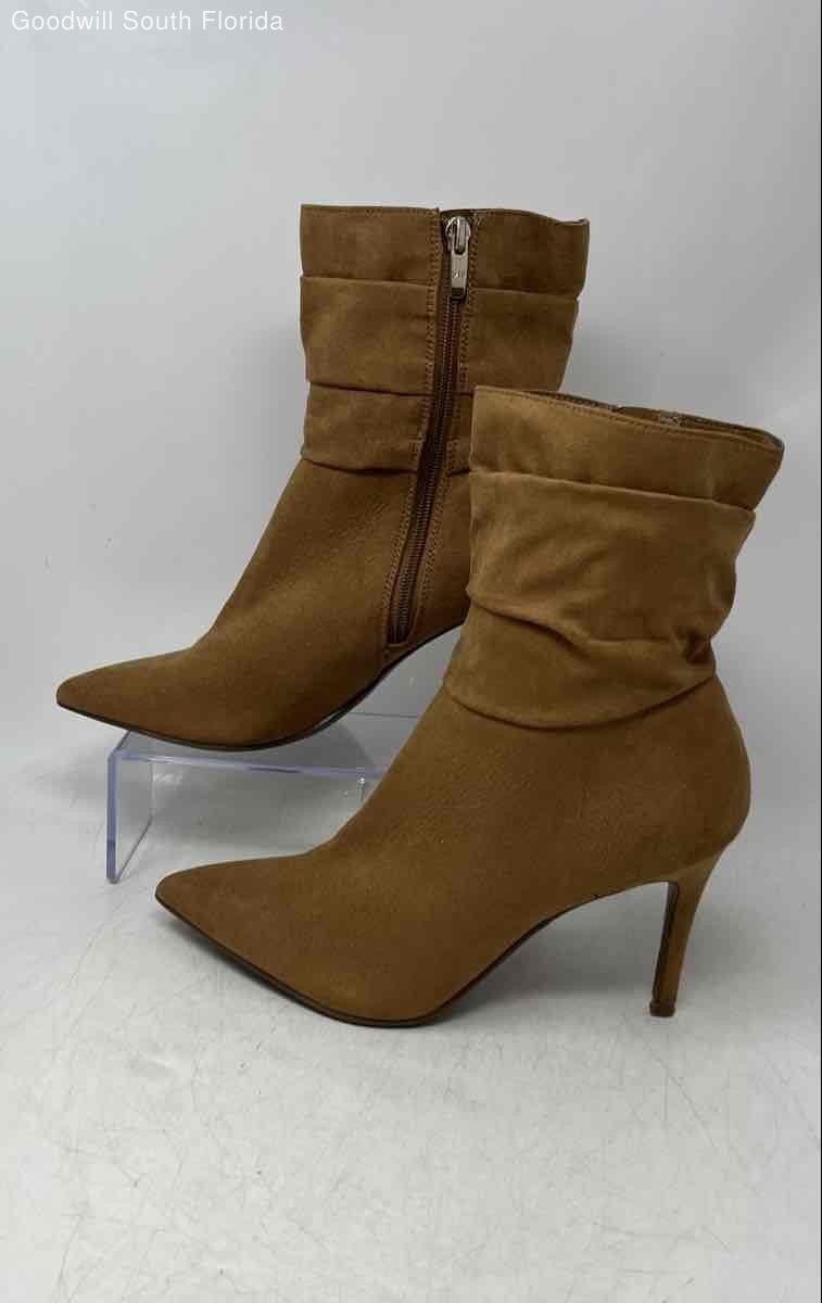 Marc Fisher Womens Manya Brown Ruched Slouchy Stiletto Heel Booties Size 8.5 M