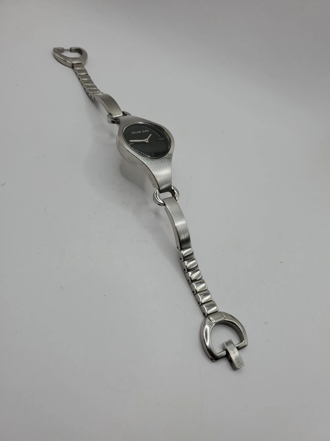 Orologio Celine Dion Donna Moda Quarzo 25mm Tondo Tono Argento Bracciale Cinturino