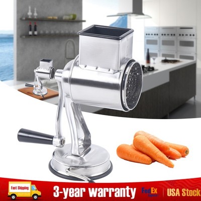 Kitchen Food Rotary Grater Drum Slicer Shredder Grinder 5 Blades Stainless Steel