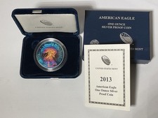 2013 American 1oz Silver Eagle Amazing Bullseye 🎯 🌈 Toning Toned Toner Proof
