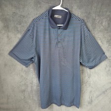 Nike Golf Polo Shirt Men XL Navy Blue Stripe Dri-FIT Performance Short Sleeve
