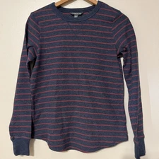 Toad&Co Foothill Long Sleeve Dress In A Blue & Red Stripe Pattern Women’s Small