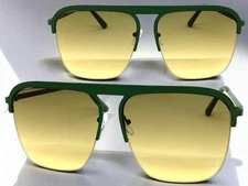 Men's or Women Classic Modern Vintage Retro Style SUNGLASSES Square Green Frame