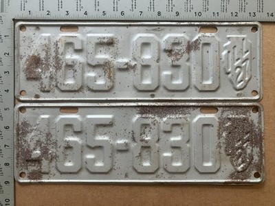 1927 Illinois license plate pair 465 830 YOM DMV STATE MAP 19902