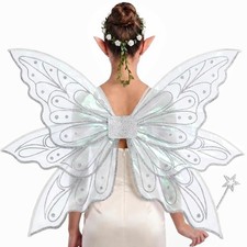 Fairy Wings for Adults 35.4"x25.5", Fairy Butterfly Costume Set for Women