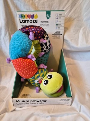 NIB Lamaze Musical Inchworm Baby Sensory Plush Tummy Time Grow Ruler Rattle Toy