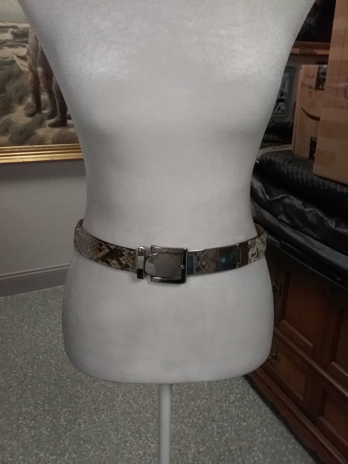 Joan & David Genuine Python Belt Ruby Python Mother of Pearl Golden Dallas Belt main image 2