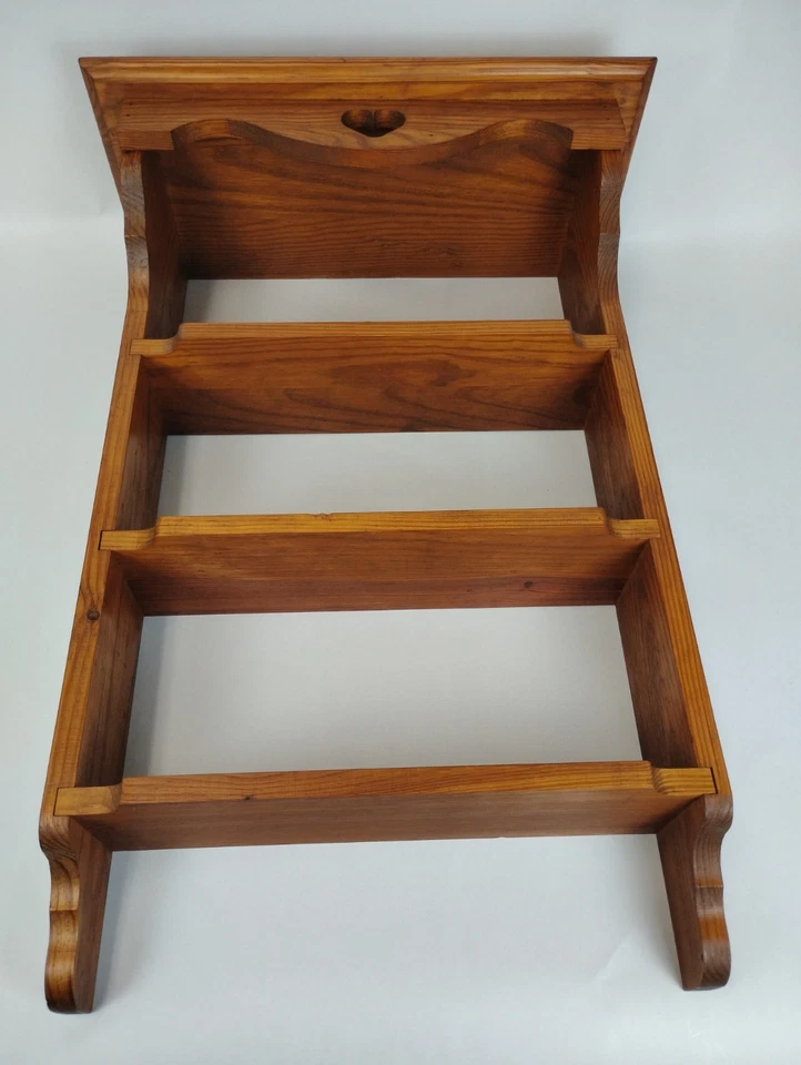 Handmade Solid Wood 3 Tier Wall Shelf 25" Heart Cutout Farmhouse Country Rustic - Image 3 of 4