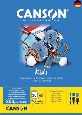 Canson 400015589 - Malblock A3, 20 Blatt, 200 g/m², weiß, A3 ou 29,7 x 42 cm