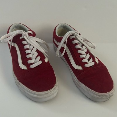 Vans Old Skool Red Suede Low Top Lace Up Scotchgard 3M Size M/5 W/6.5