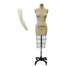 Size 8 Linen Half Body Pro Female Dress Form Mannequin with Arm