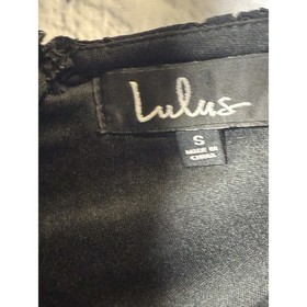 Lulus Black Lace Romper SMALL Ruffled Bell Sleeve Cutout Back Romantic Whimsgoth