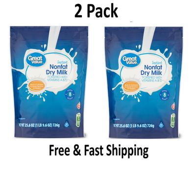 #ad #ad 2 BAG Great Value Instant Nonfat Dry Milk 25.6 oz Bag $14.49