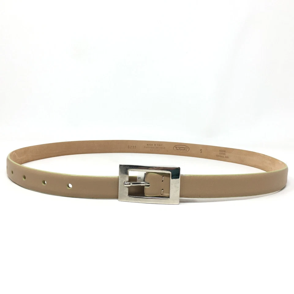 NEW Talbots Skinny Dress Belt Womens Size Small S Nude Beige Leather Made Italy - Image 2 of 4