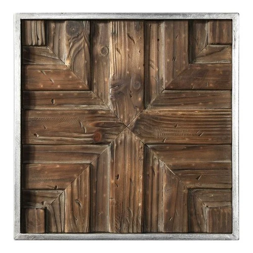 UTTERMOST 4115 BRYNDLE 3D PATTERNS RUSTIC WOODEN SQUARES WALL ART SET OF 9 - Picture 4 of 5