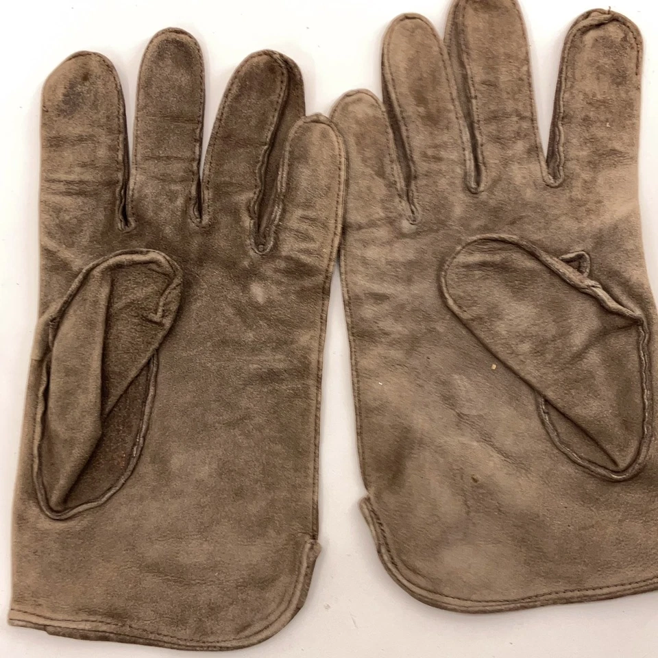 Guantes retro importados de gamuza moca detalles de costura superior Foto 2 de 4