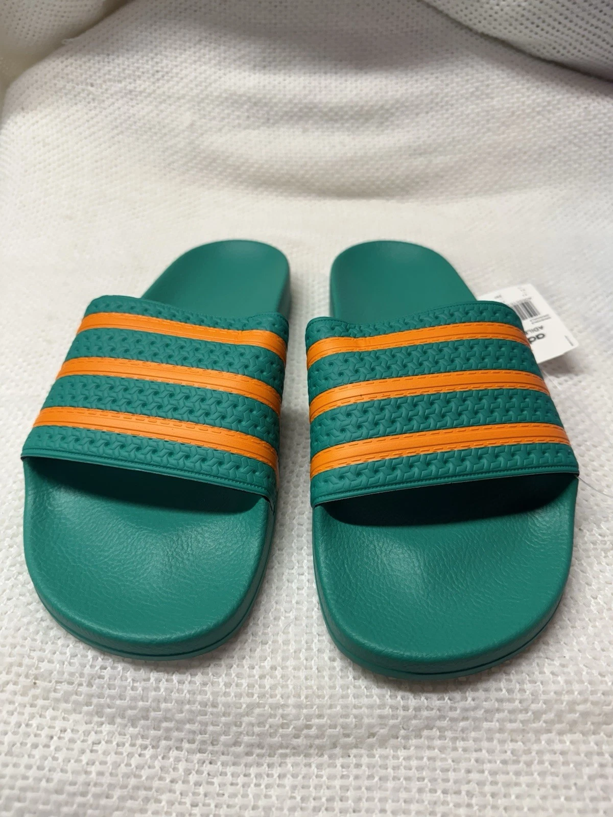 Sandali Adidas Originals Adilette Slides verde acqua e arancione uomo 11 delfini Miami