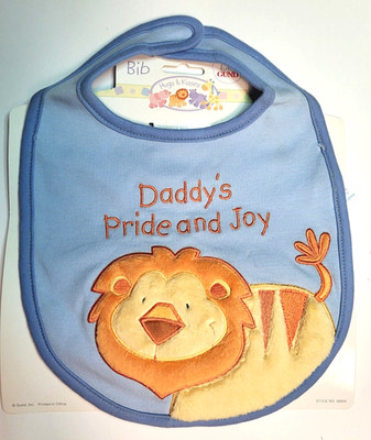 Gund Baby Bib Embroidered Daddy's Pride & Joy - Cute Lion Applique with Squeaker