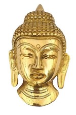 Buddha Face Brass Hanging Sculpture Door or Wall Hanging Metal Idol 13 x 8 cm...
