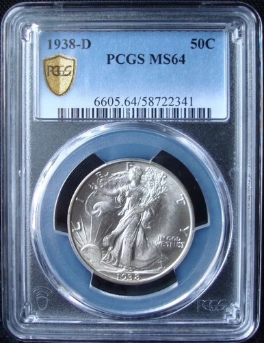 1938-D Walking Liberty Silver Half Dollar - PCGS MS 64 - Gold Shield