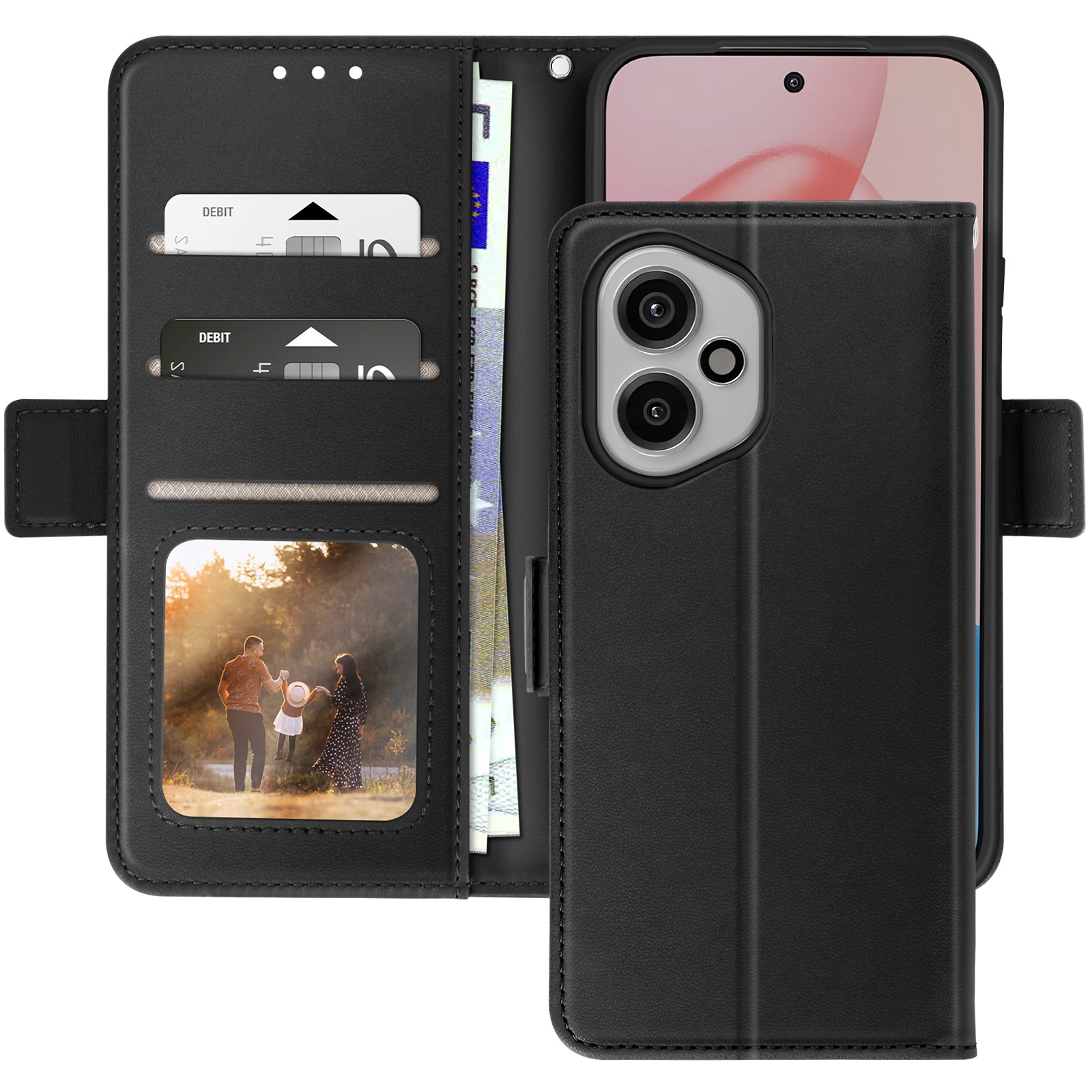 Abeel étui portefeuille Honor 400 noir en éco-cuir haute finition