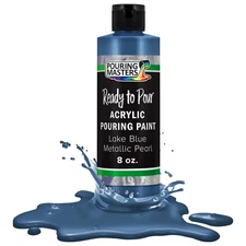 Pouring Masters Lake Blue Metallic Pearl 8oz Bottle Water-Based Acrylic Paint