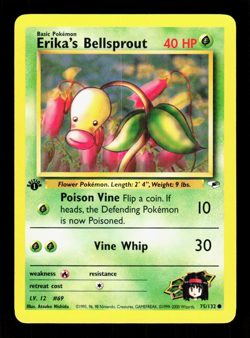 Erika's Bellsprout 75/132 Common Gym Heroes Pokemon 1st Edition NM