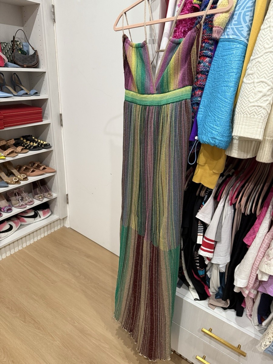 MISSONI★素敵!スパンコール付きリブニットマキシドレス M By Missoni Maxi Metallic Striped Dress With Lining. Size