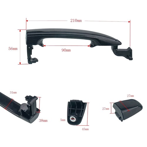 Manija de puerta trasera exterior izquierda o derecha para Toyota Sienna 2004-10 negro plástico - Imagen 2 de 5