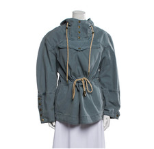 Ulla Johnson Grady Adirondack Jacket Womens XL Salt Water Blue Cotton Hooded Tie