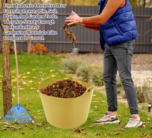 5 x 75L Flexi Wanne Garten Pferdefutter Aufbewahrung Trug Bauherren Flexibler Eimer Gelb - Bild 19 von 20