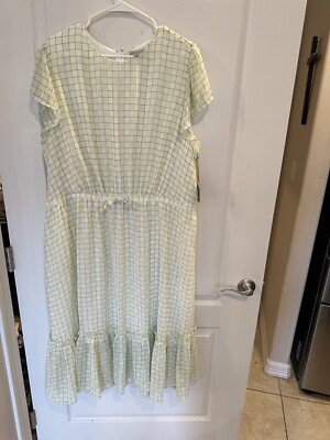 Ryegrass Check Dress Women s Poly Chiffon Ruffle Country Chic plus size 2x NWT