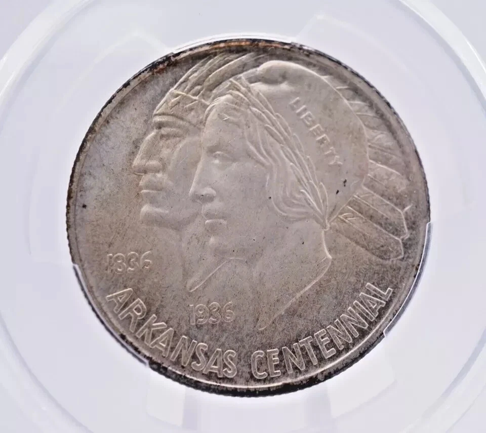 1935 Arkansas Centennial 50c Half Dollar Commemorative PCGS MS66 Toned - - Image 4 of 4