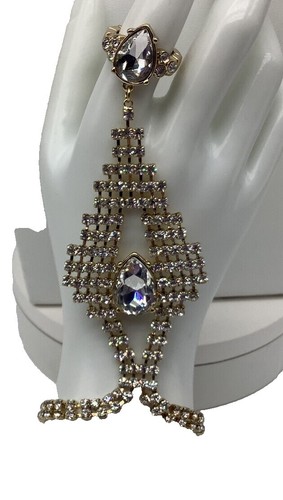 NWT w Box Gorgeous Bebe Bling Quartz Black/Gold Tone Metal 