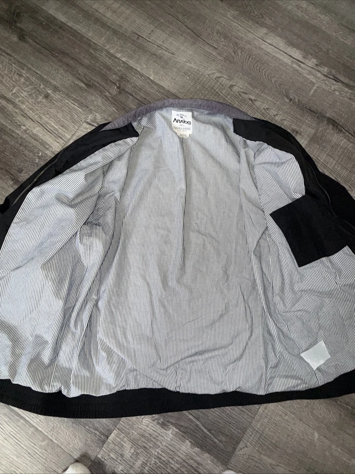 Jaqueta analógica vintage masculina tamanho grande preta com zíper completo colarinho casaco - Imagem 4 de 4