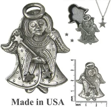 Angel Brooch Pin, Necklace, Earrings & Jewelry Box Set * Pewter * by Torino