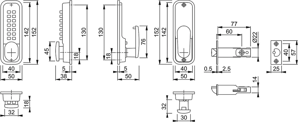 Hoppe Push Button Mechanical Digital Combination Code Door Lock Keyless Access - Image 2 of 4