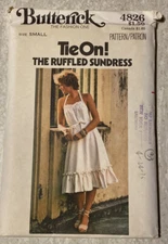 Vintage Butterick Pattern 4826 Tie-On Halter Ruffled Sun Dress Size Small UC FF