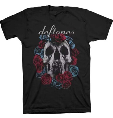 New Authentic Deftones Skull & Rose Heavy Metal Band Black T-Shirt