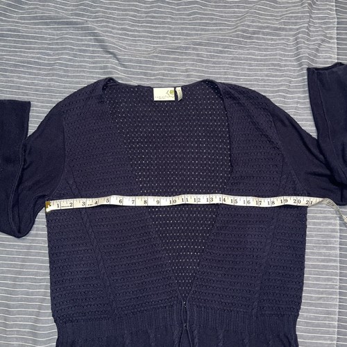 Sahalie Womens Open Knit Cardigan L Crochet Knit Blue Beach Boho Cottagecore - Picture 5 of 13