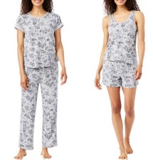 NEW Lucky Brand Ladies' 4-Piece Pajama Set Gray Mini Floral