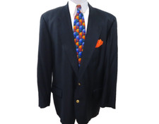 Hugo Boss Loro Piana Mens Blue Gold Button Blazer Jacket Sport Coat 44 R USA EUC