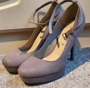 grey ankle strap heels
