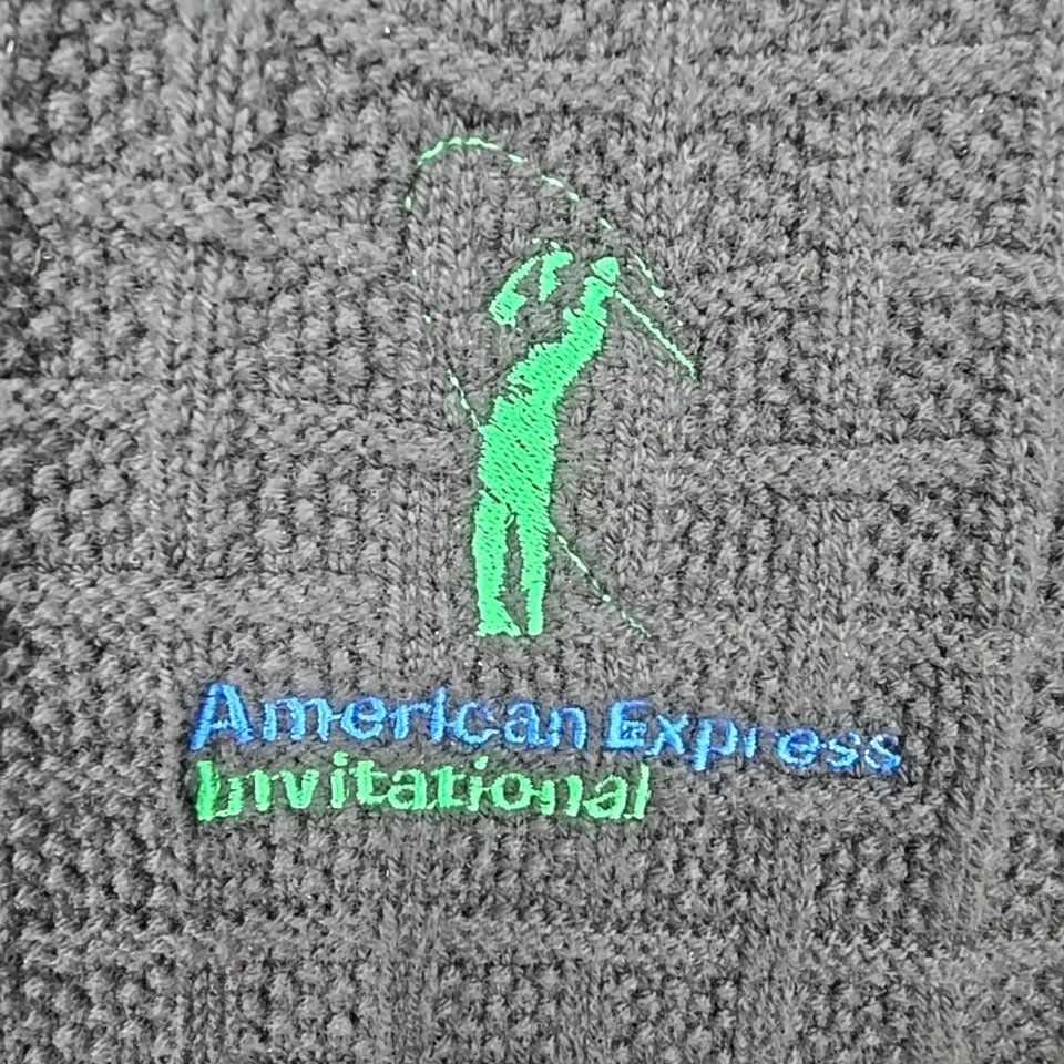 Chaleco Suéter Cross Creek Hombres MED Negro Con Botones American Express Invitational Foto 4 de 4