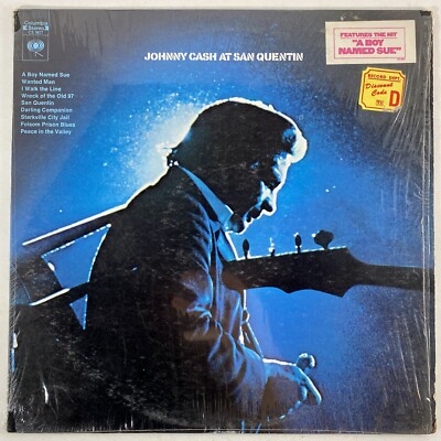 Johnny Cash At San Quentin LP Columbia Records 2 Eye CS 9827 Shrink Hype Sticker